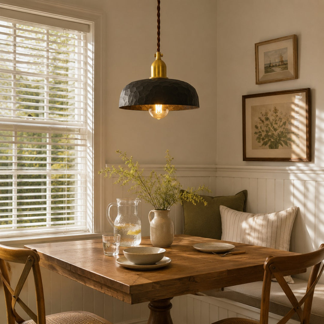 Hand-carved Wabi-Sabi wood pendant lamp