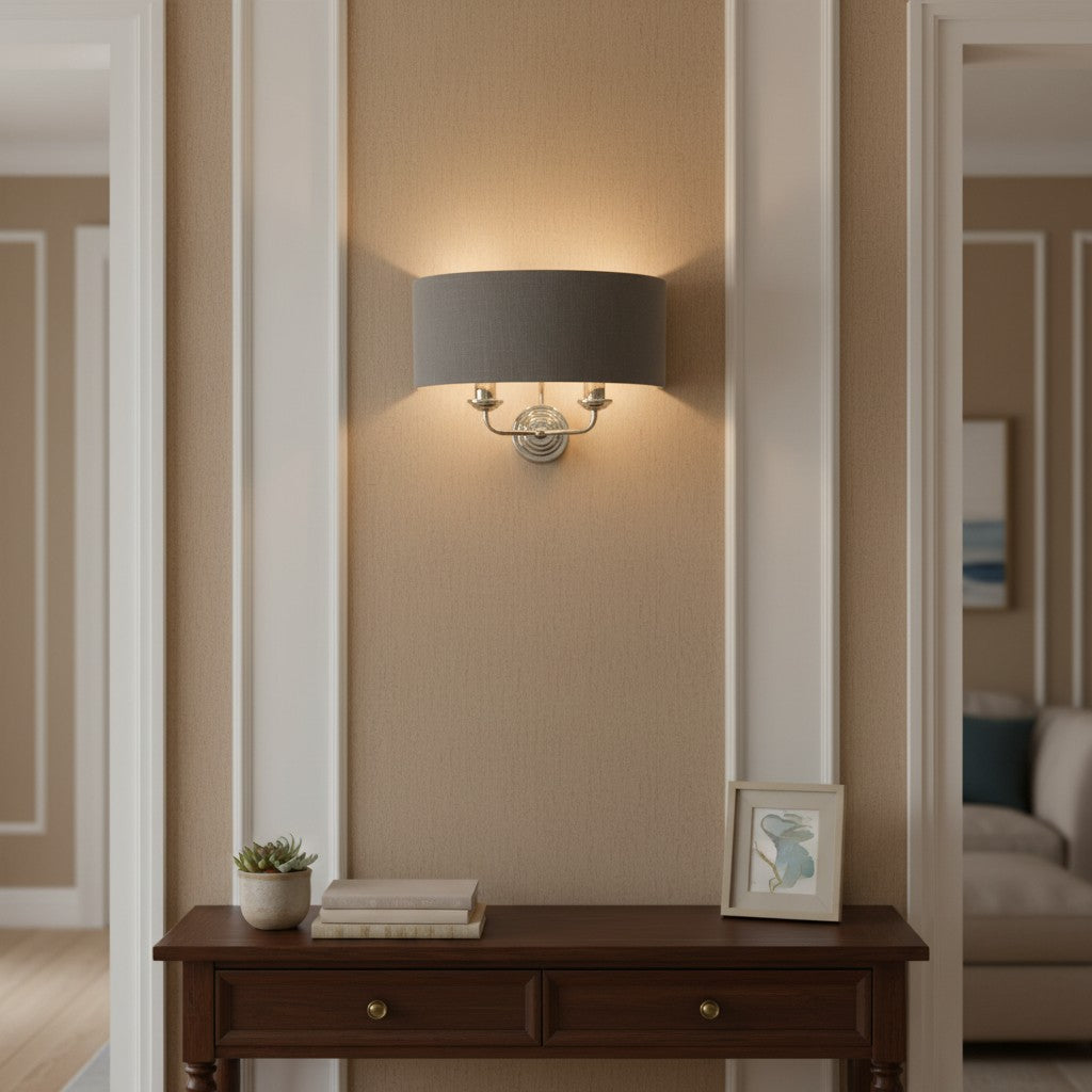 Tela Eleganter Stoffschirm Wandleuchte mit Veredeltem Metallrahmen für Wohnzimmer und Schlafzimmer