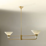 Load image into Gallery viewer, Calvor 2 Light Porcelain Chandelier - Brass Linear Dining Fixture
