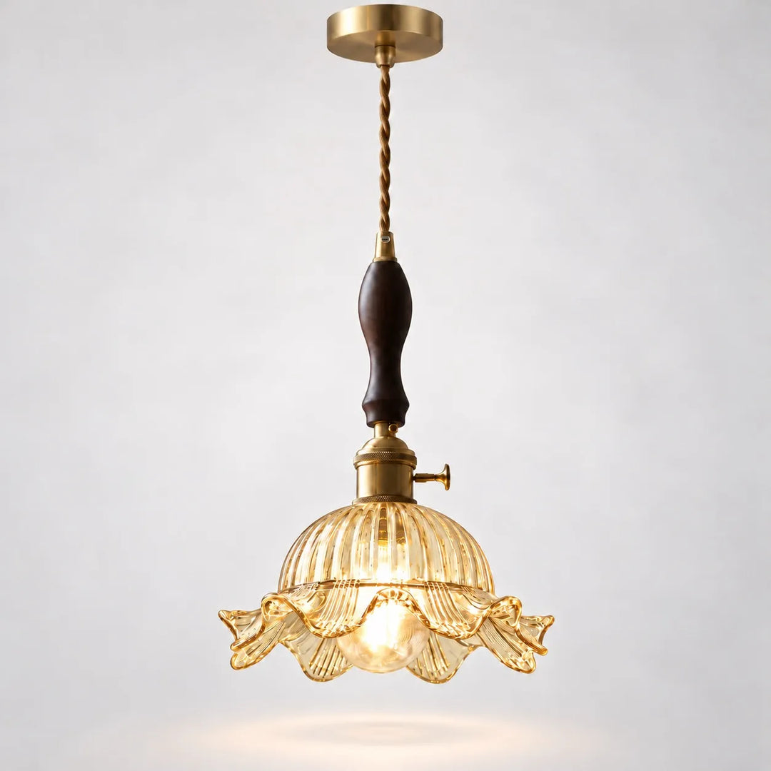 Vintage Wavy-Edge Glass Pendant Lamp