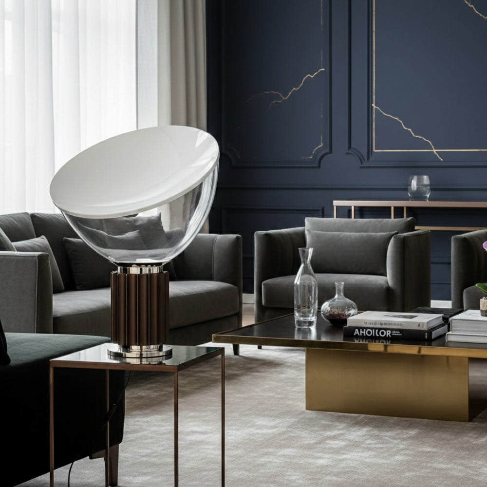 Lámpara de Mesa de Vidrio Moderna Bowlum - Luz Ambiental Icónica en Forma de Cuenco para Sala de Estar N46