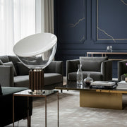 Lámpara de Mesa de Vidrio Moderna Bowlum - Luz Ambiental Icónica en Forma de Cuenco para Sala de Estar N46