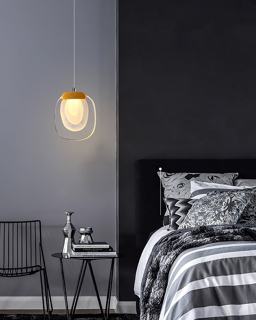 Clear Rippled Glass Plug-In Pendant