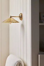 Load image into Gallery viewer, Auriglow Modern Wall Sconce – Brass Perforated Light for Bedroom or Hallway
