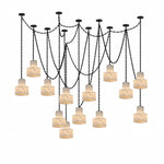 Charger l'image dans la visionneuse de galerie, Black Metal Alabaster Frosted Shade Hardwired Chandelier