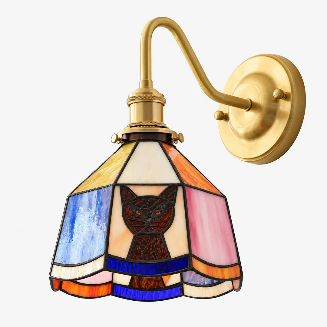 Tiffany Cat Stained Glass Wall Lamp