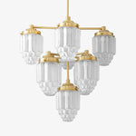 Load image into Gallery viewer, Tierlux Glass Textured Brass Chandelier – Timeless Lighting with Style
