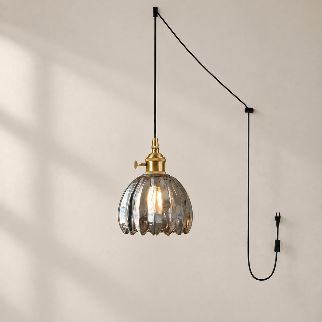 Vintage Blossom Glass Plug-In Pendant Light