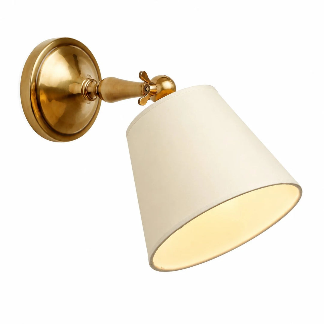 Vintage Brass Wall Sconce with Fabric Shade