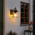 Bild in Gallery-Viewer laden, Black Glass Outdoor Wall Lantern Sconce