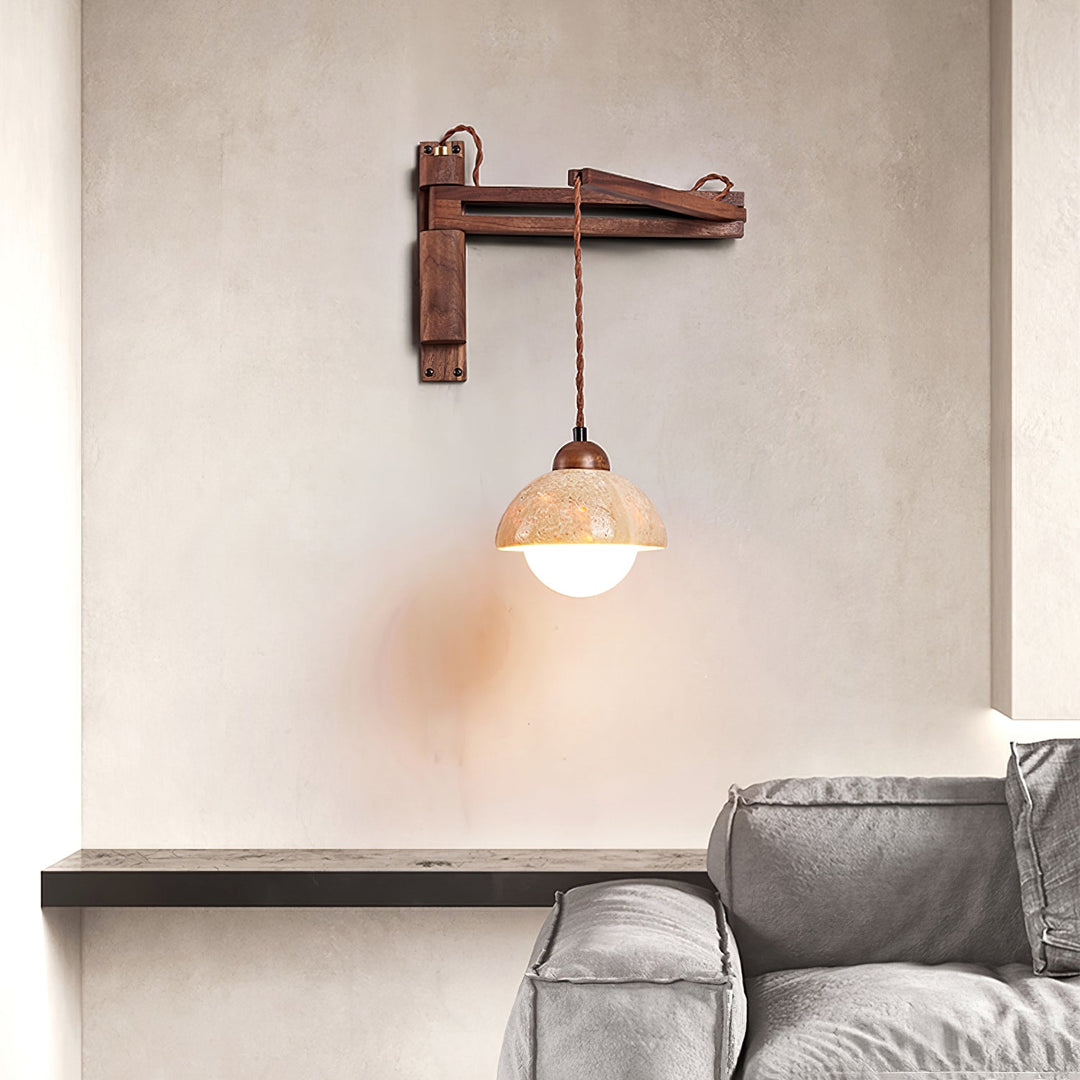 Aplique de pared ajustable con cúpula de travertino