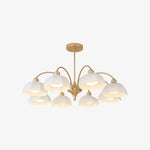 Cargar imagen en el visor de la Galería, Gold milk glass chandelier with 8 lights