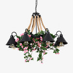 Load image into Gallery viewer, Rope and Greenery Wagon Wheel Chandelier