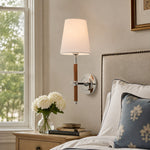 Cargar imagen en el visor de la Galería, polished silver leather wall sconce beside a bed