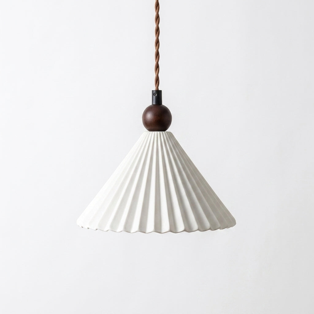 Pleated Ceramic Plug-In Swag Pendant