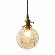 Vintage Leaf-Textured Glass Pendant Light