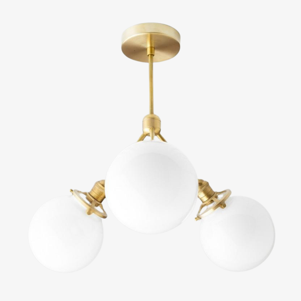 Glorica Glass Opal Globe Semi-Flush Ceiling Light – Modern Mid-Century Dining Room Fixture