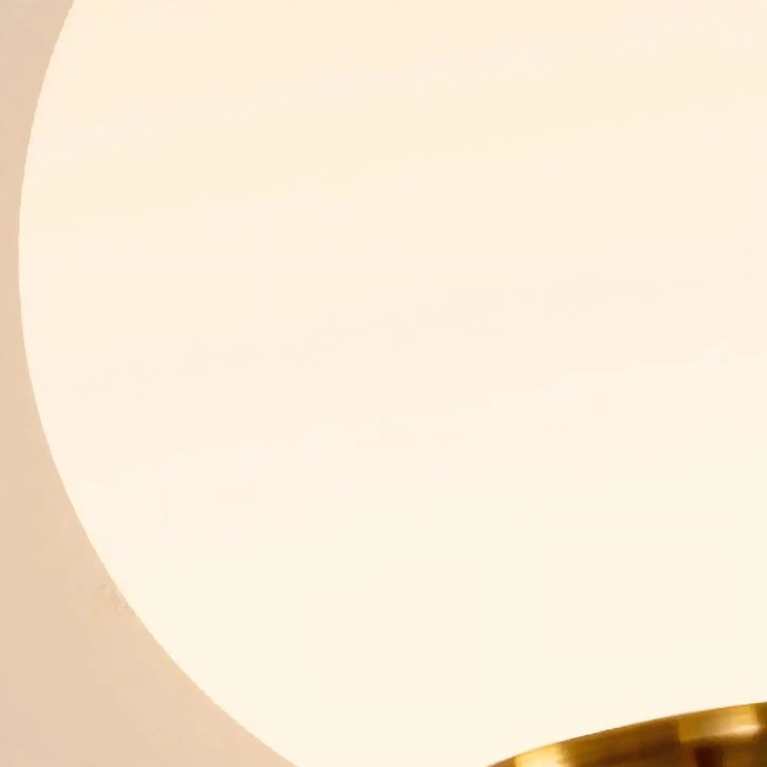 Close-up of the milk glass shade