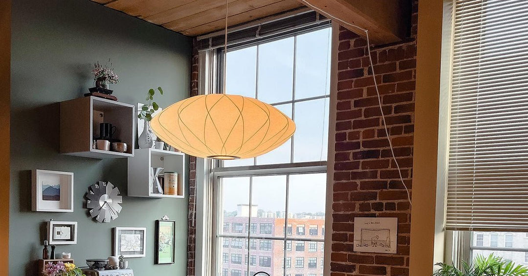 White Geometric Wire Swag Pendant Light