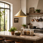 Cargar imagen en el visor de la Galería, Bell shade copper pendant light above a kitchen island
