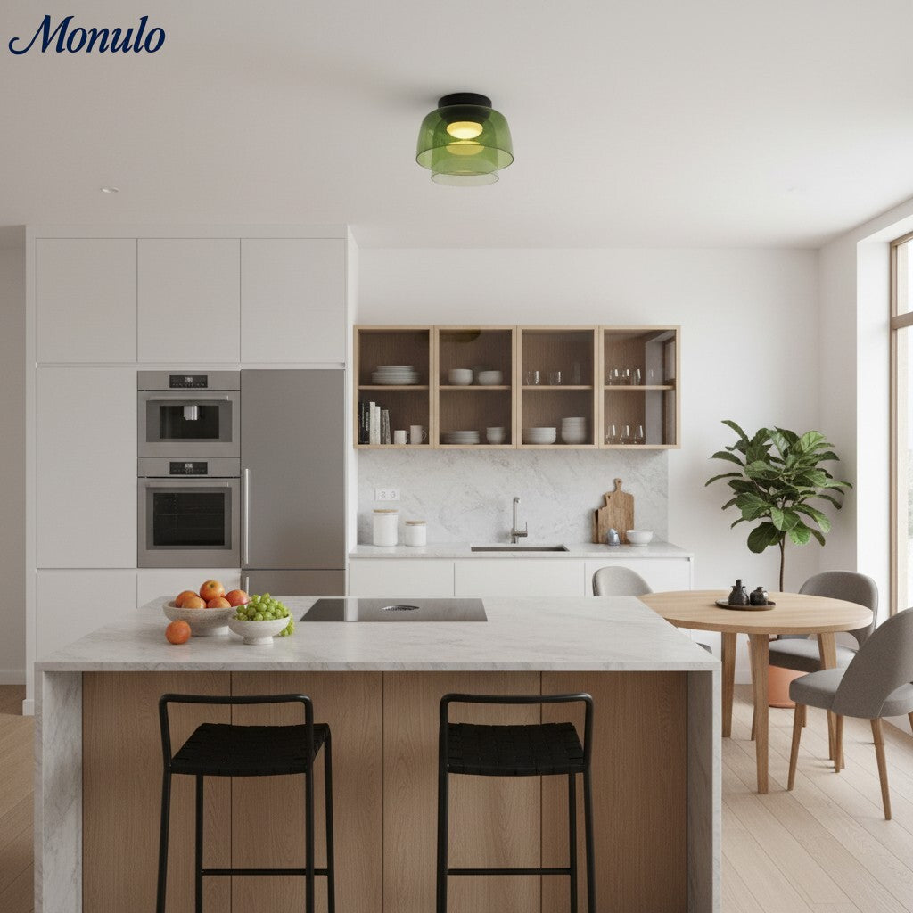 Lámpara de techo Verdoma multicapa con forma de cuenco: vidrio minimalista moderno para salas de estar y comedores.