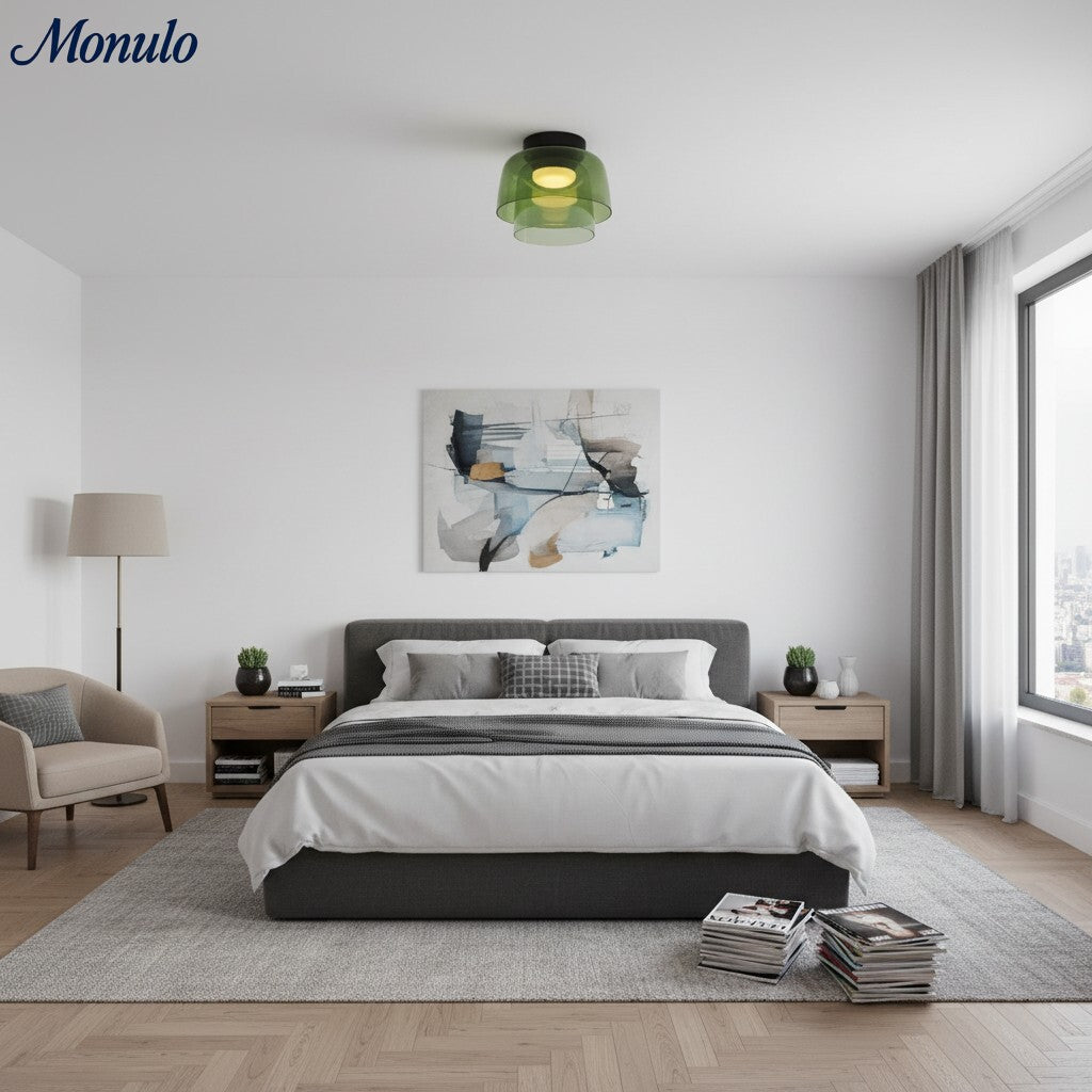 Lámpara de techo Verdoma multicapa con forma de cuenco: vidrio minimalista moderno para salas de estar y comedores.