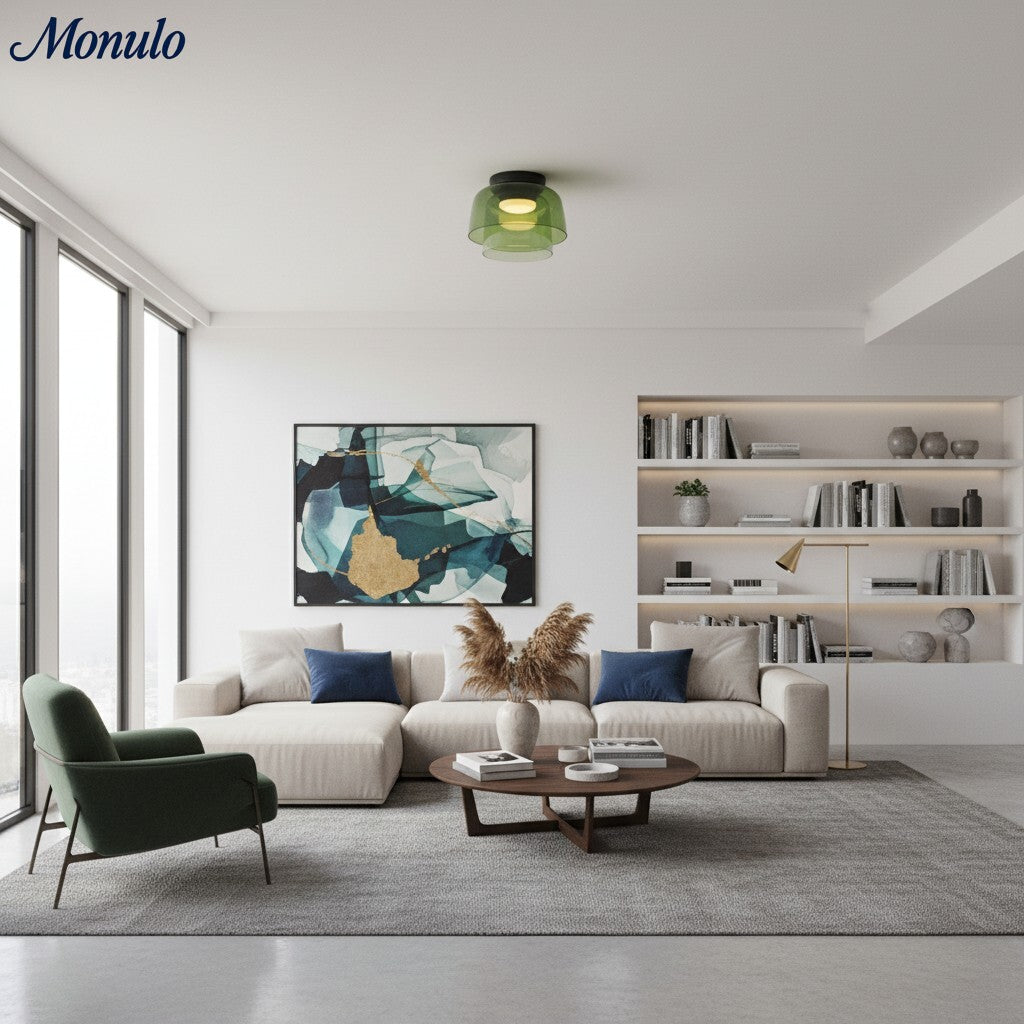 Lámpara de techo Verdoma multicapa con forma de cuenco: vidrio minimalista moderno para salas de estar y comedores.