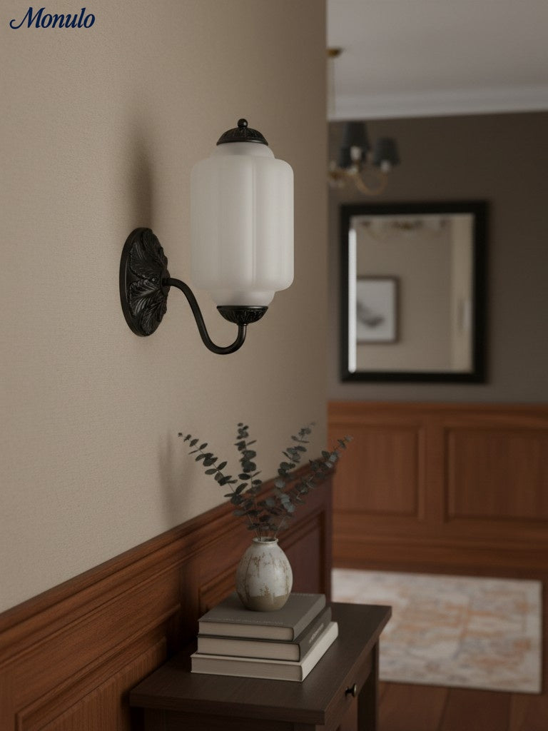 Vintage Milchglas Wandleuchte Nachttisch Flur Eloise Wandleuchte