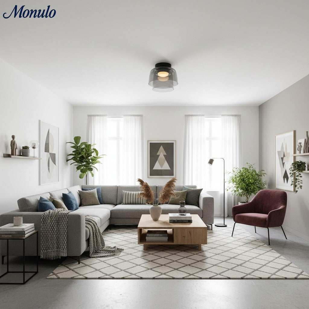 Lámpara de techo Verdoma multicapa con forma de cuenco: vidrio minimalista moderno para salas de estar y comedores.