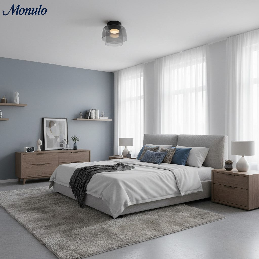 Lámpara de techo Verdoma multicapa con forma de cuenco: vidrio minimalista moderno para salas de estar y comedores.