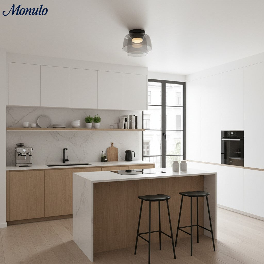 Lámpara de techo Verdoma multicapa con forma de cuenco: vidrio minimalista moderno para salas de estar y comedores.