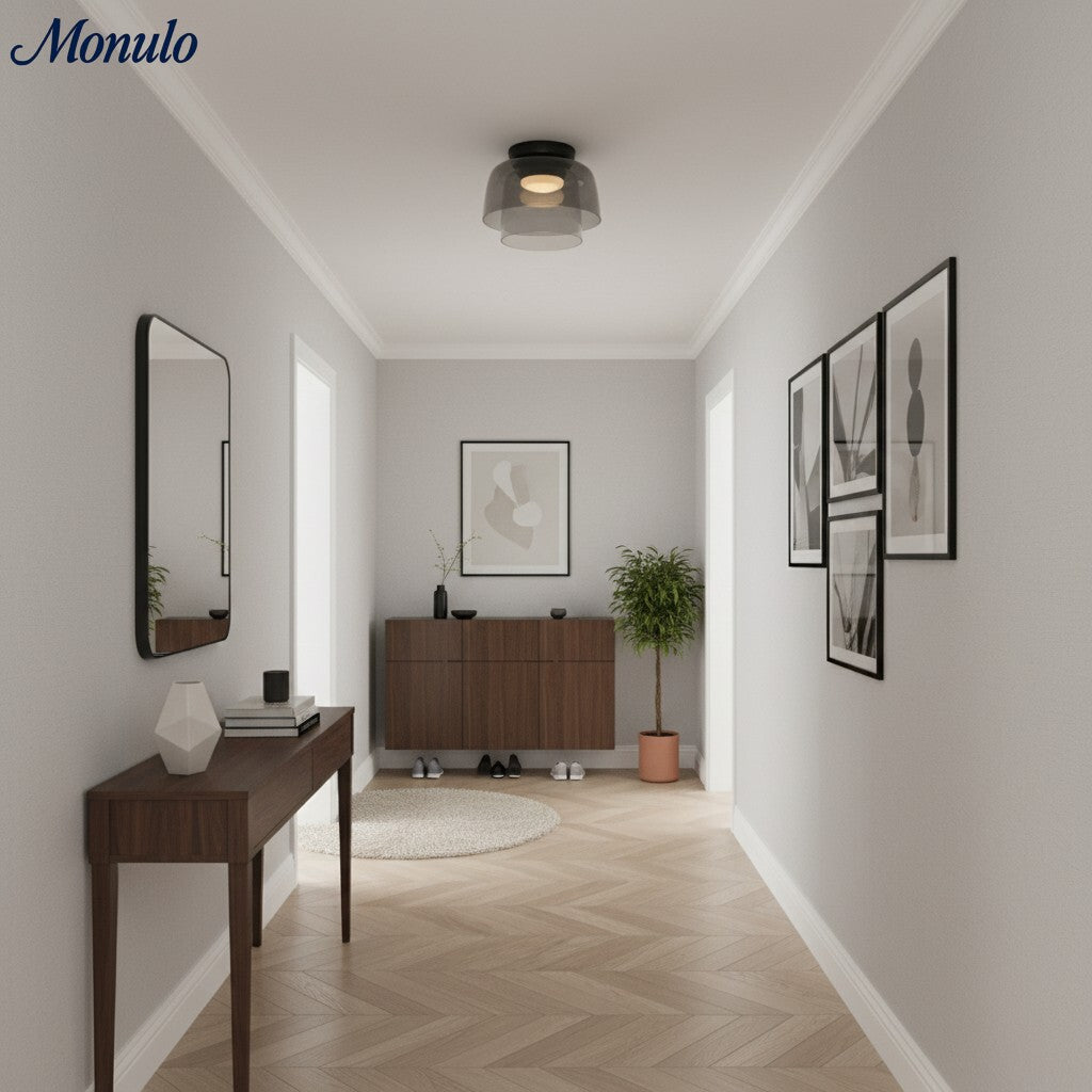 Lámpara de techo Verdoma multicapa con forma de cuenco: vidrio minimalista moderno para salas de estar y comedores.