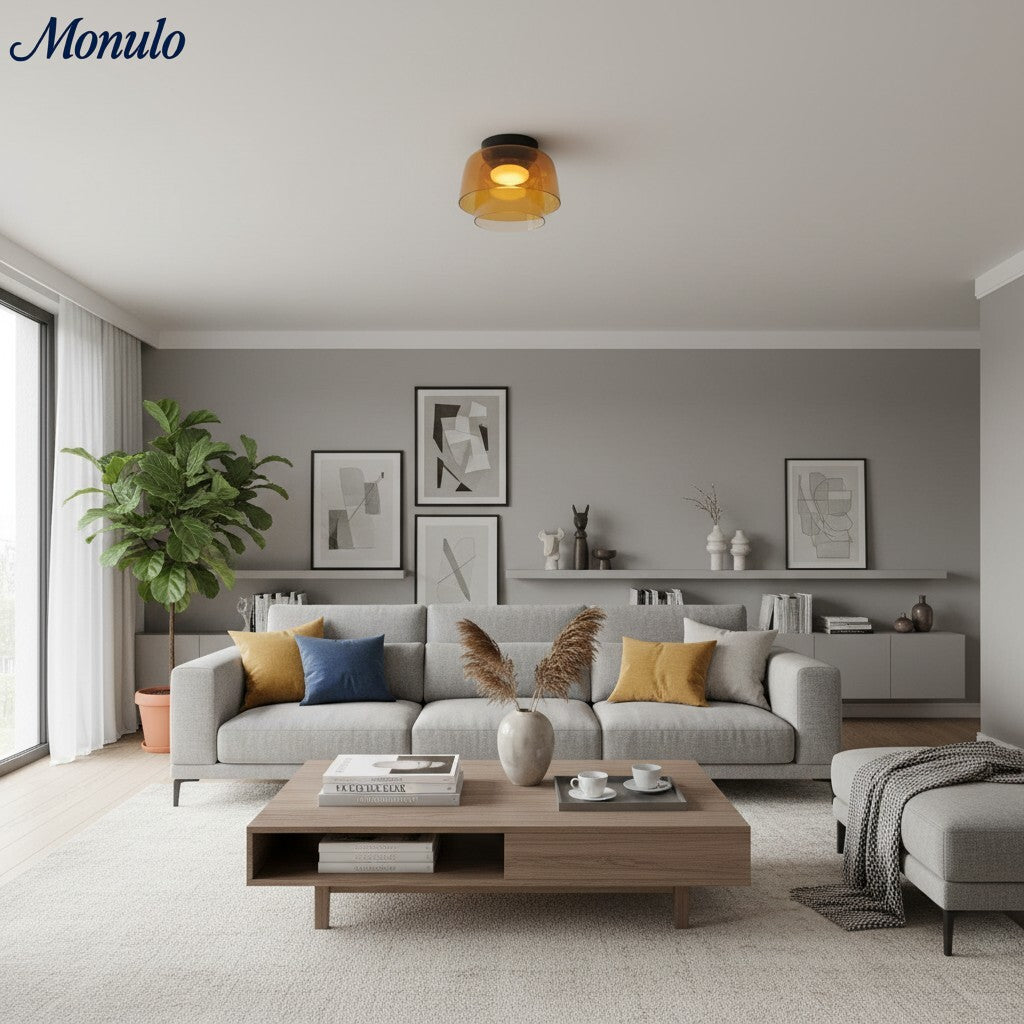 Lámpara de techo Verdoma multicapa con forma de cuenco: vidrio minimalista moderno para salas de estar y comedores.