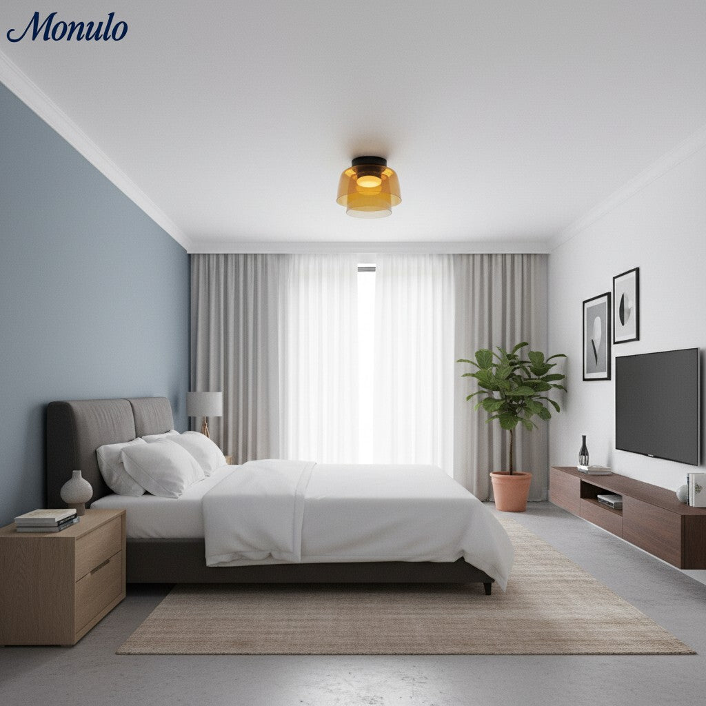 Lámpara de techo Verdoma multicapa con forma de cuenco: vidrio minimalista moderno para salas de estar y comedores.