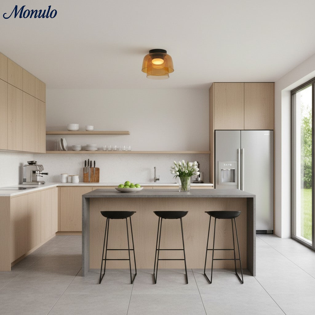 Lámpara de techo Verdoma multicapa con forma de cuenco: vidrio minimalista moderno para salas de estar y comedores.