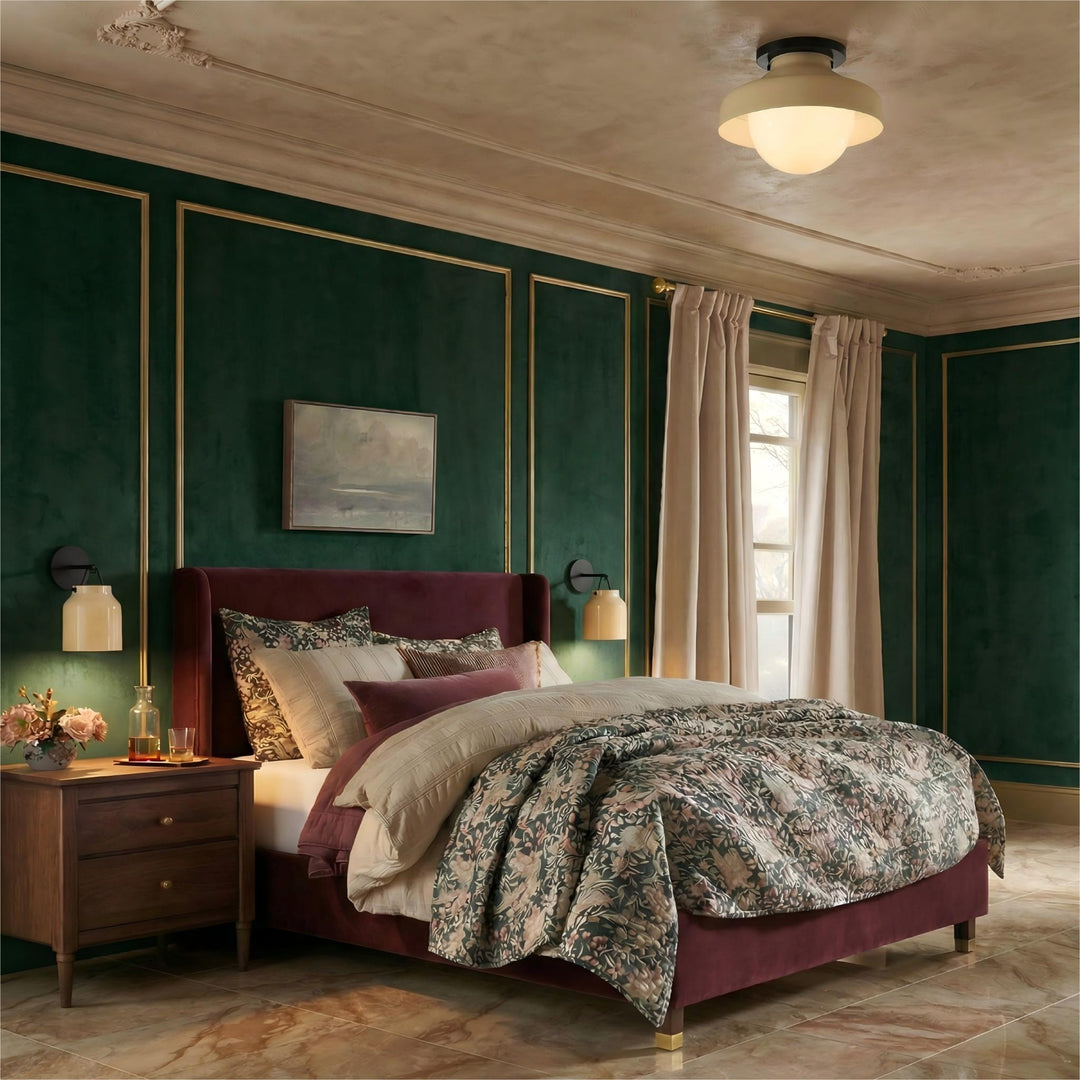 Hanton Aufputz-Deckenleuchte – Modernes minimalistisches Leuchtmittel mit Milchglas- und Metallschirm