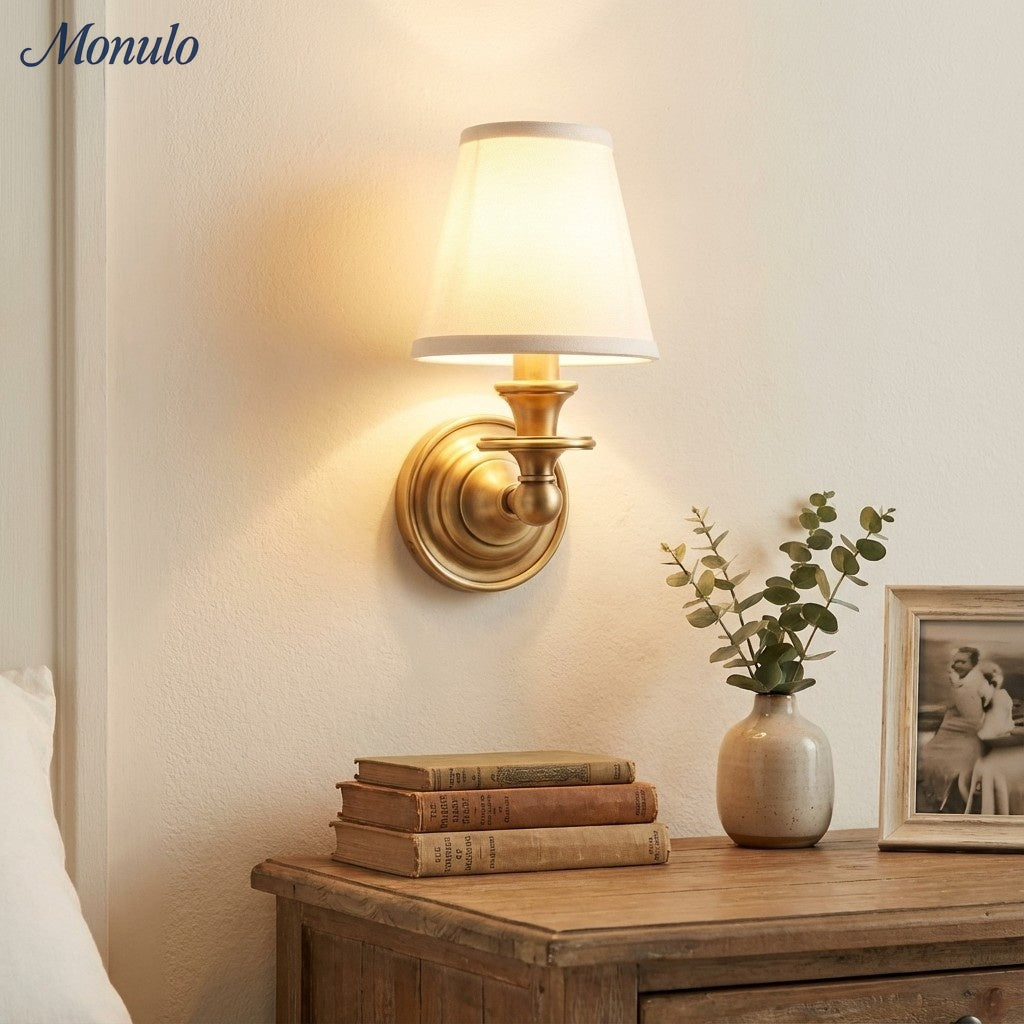 Rowan Drum Shade Wandlampe – Stoff-Wandleuchte für gemütliche Landhausbeleuchtung