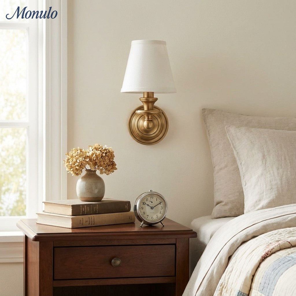 Rowan Drum Shade Wall Sconce – Fabric Sconce Light for Cozy Cottage Lighting