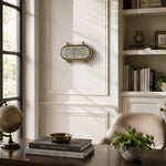 Cargar imagen en el visor de la Galería, Aplique de pared Ivoran Bulkhead - Luz industrial vintage de vidrio con jaula de latón para exteriores y baño