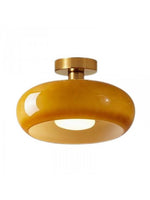Load image into Gallery viewer, Retro Brass Bauhaus Glass Disc Ceiling Lamp
