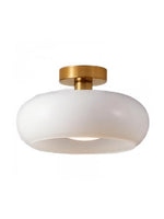 Load image into Gallery viewer, Retro Brass Bauhaus Glass Disc Ceiling Lamp
