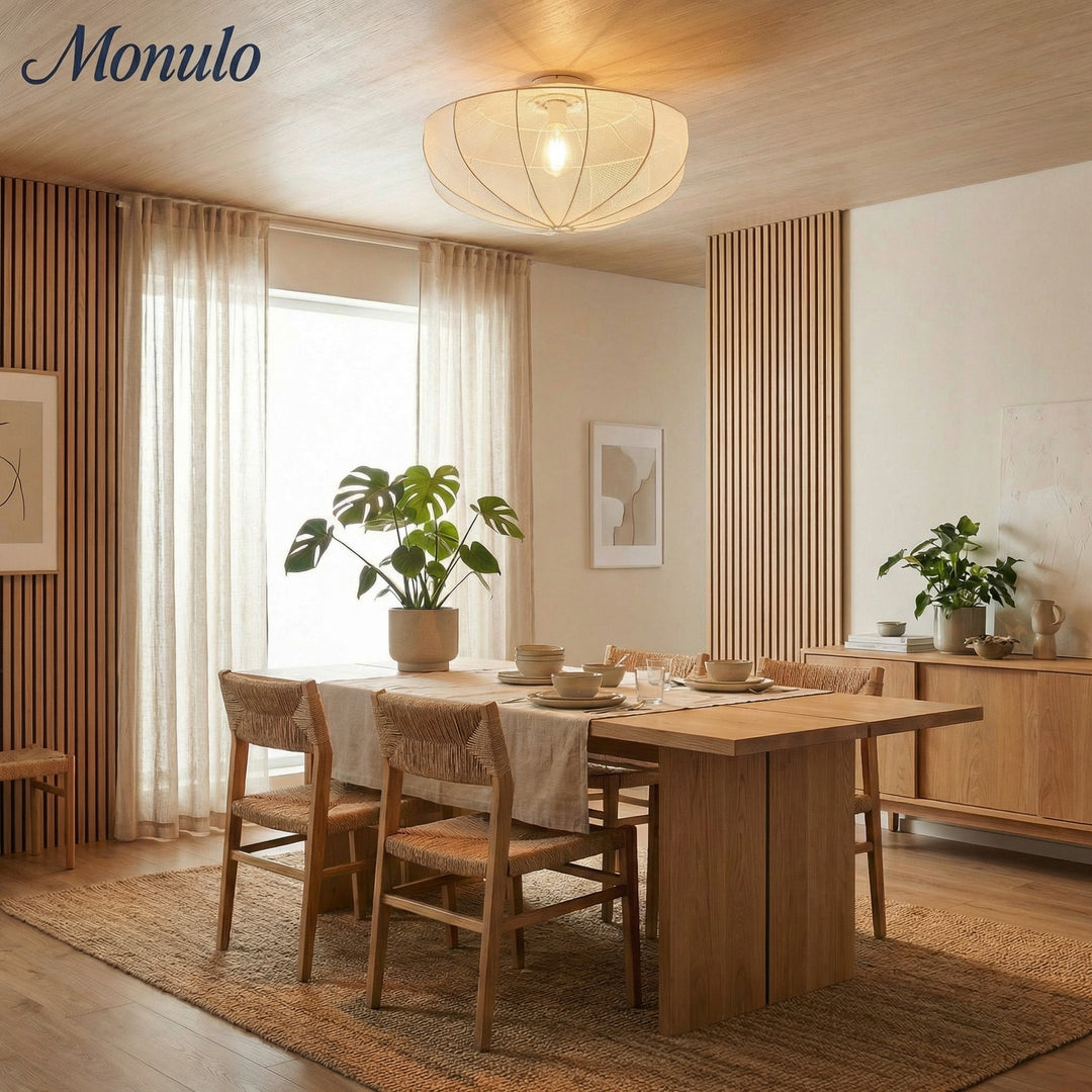 Lumifil Draped Mesh Ceiling Light – Boho Rustic Textured Shade Lamp for Living Room or Bedroom