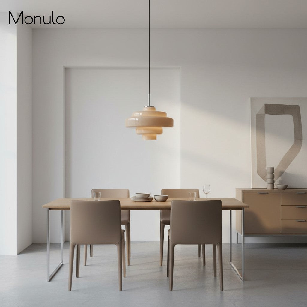 Koloro Modern Art-Inspired Curved Glass Pendant Fixture - Transitional Style Lighting for Living Spaces