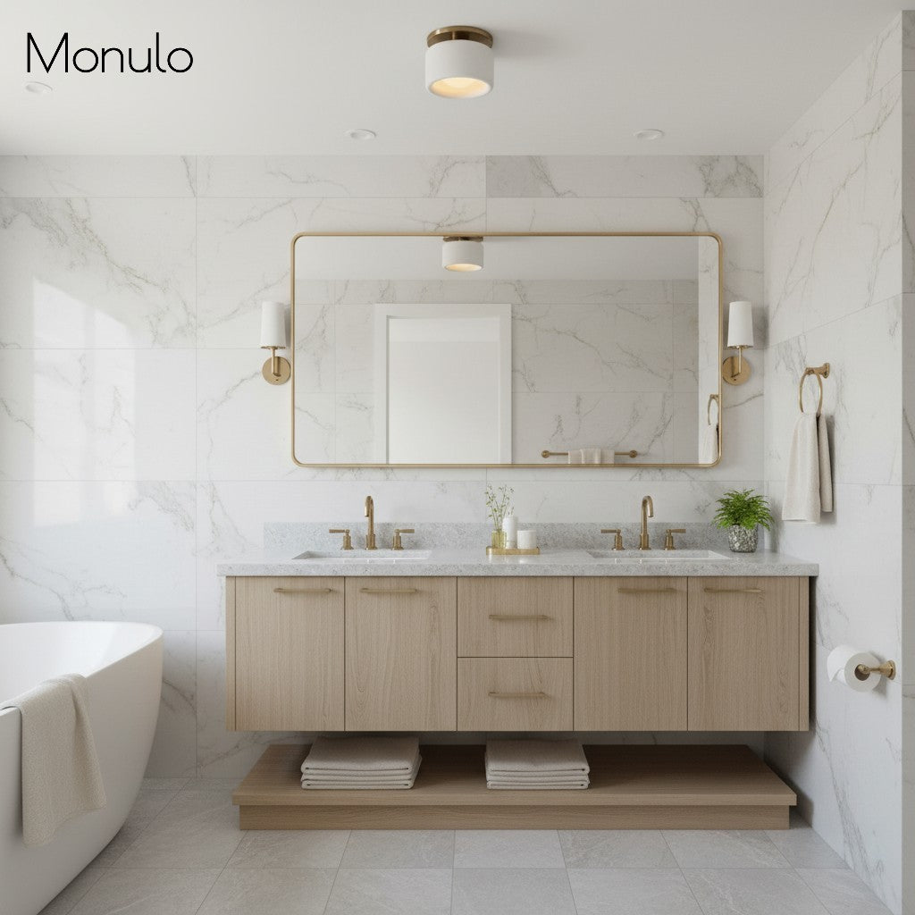 Cerova Contemporary Porcelain Flush Mount Ceiling Light – Soft Ambient Illumination for Hallways and Offices