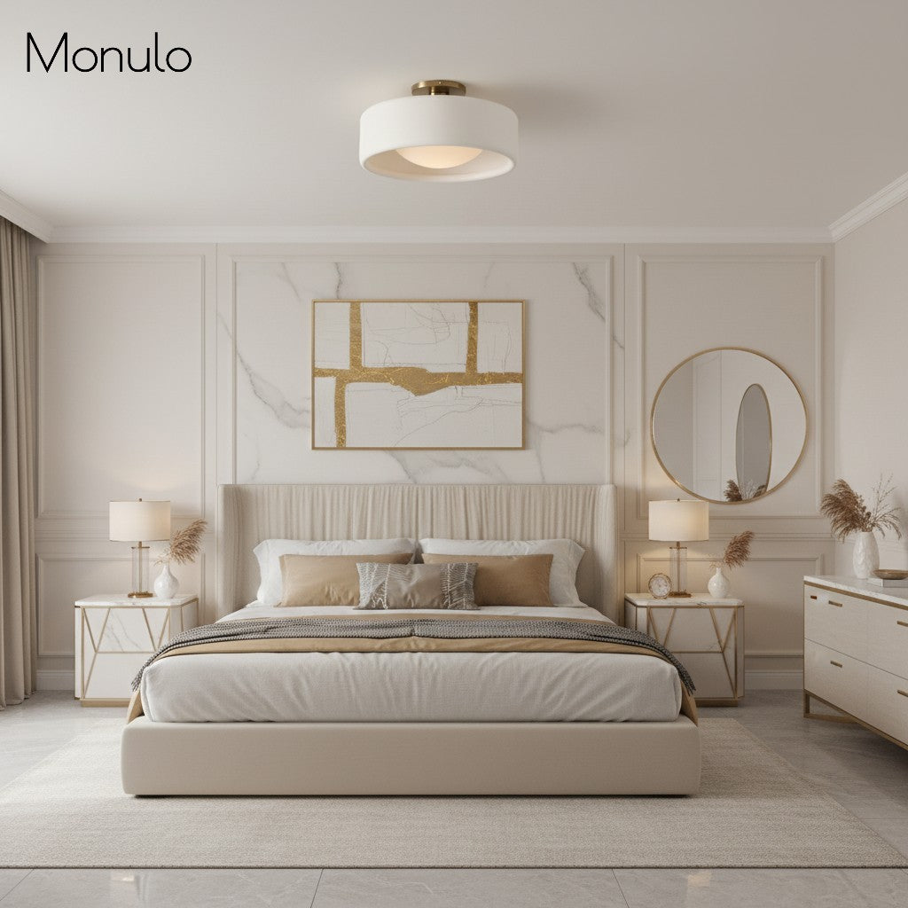 Cerova Contemporary Porcelain Flush Mount Ceiling Light – Soft Ambient Illumination for Hallways and Offices