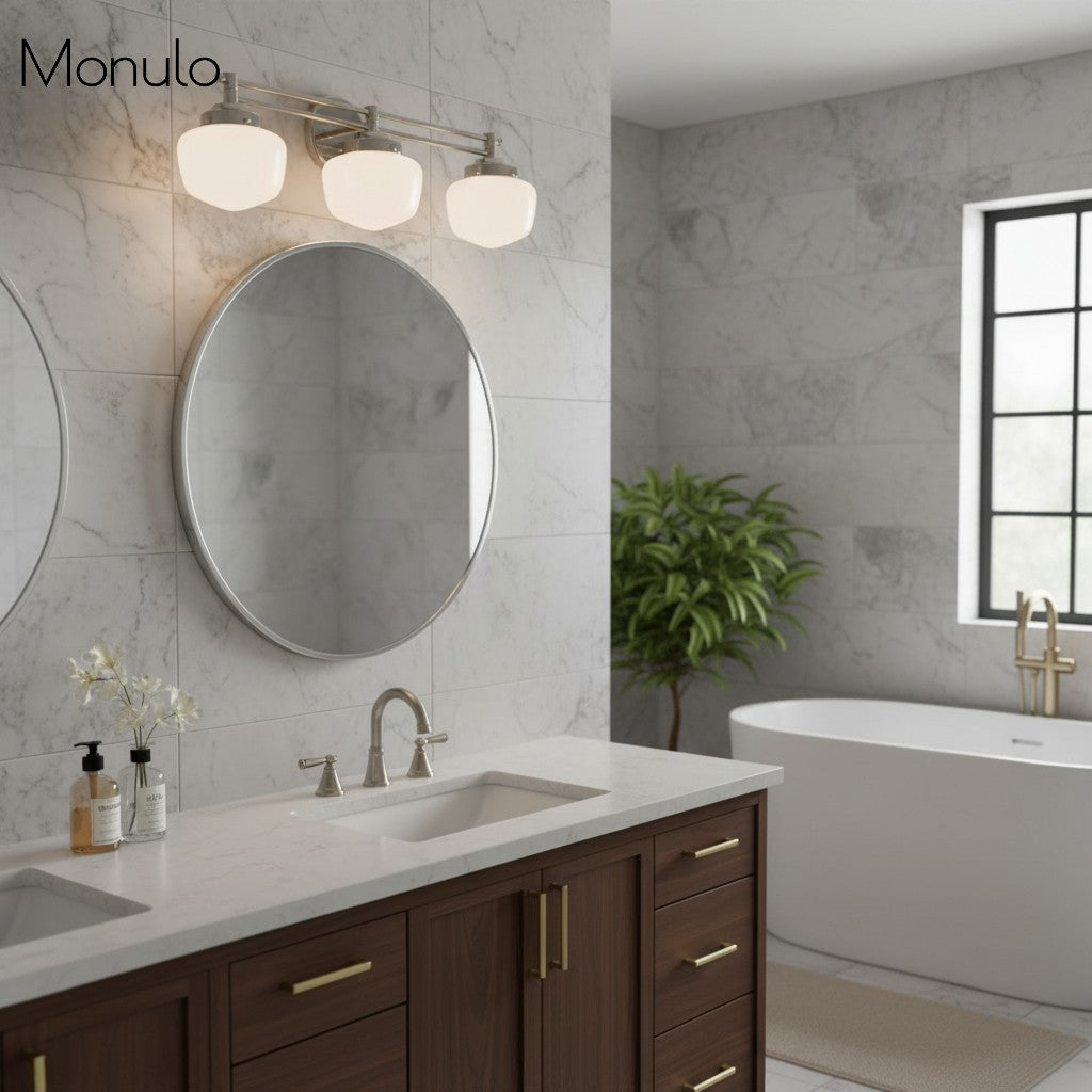 Applique murale Opalume en métal avec globe — Style Art déco transitionnel