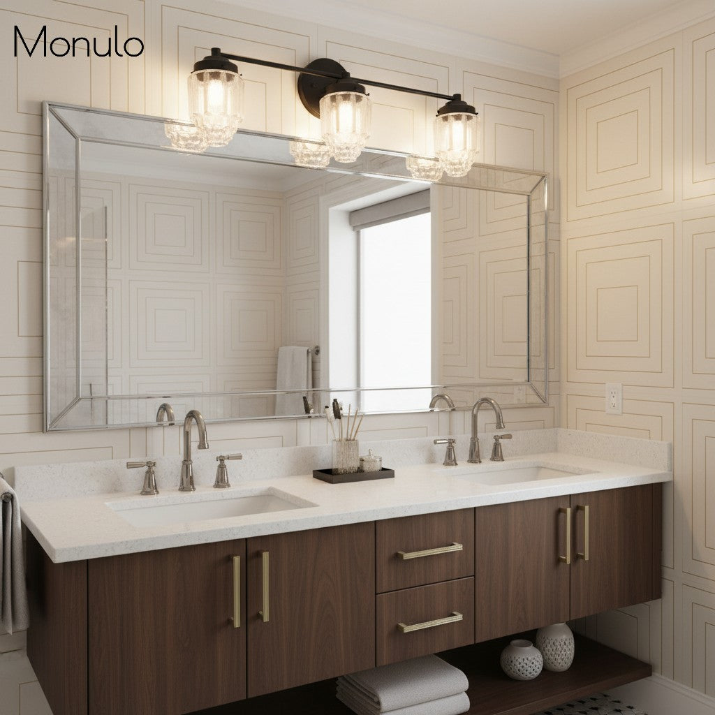 Aplique de pared Tierlux de cristal transparente – Diseño arquitectónico Art Déco para baño y pasillo