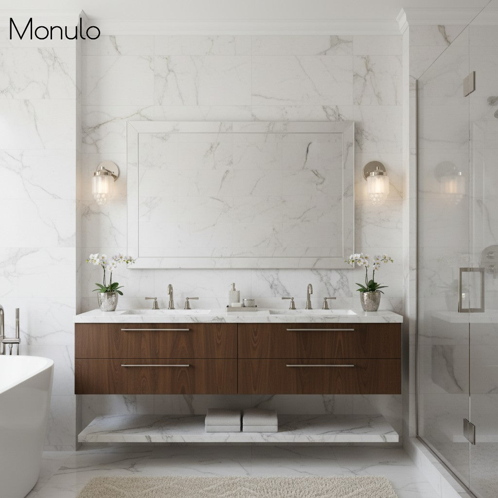 Aplique de pared Tierlux de cristal transparente – Diseño arquitectónico Art Déco para baño y pasillo
