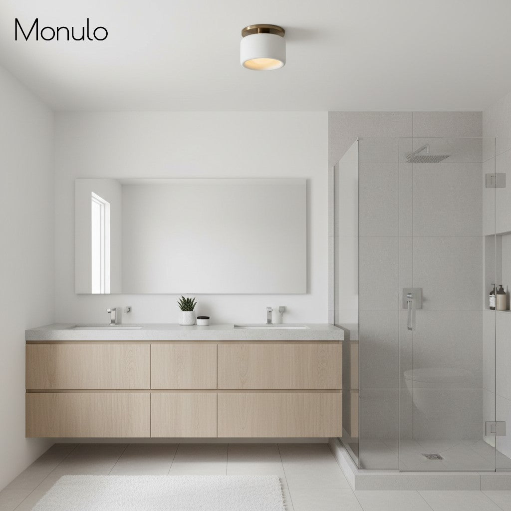 Cerova Contemporary Porcelain Flush Mount Ceiling Light – Soft Ambient Illumination for Hallways and Offices