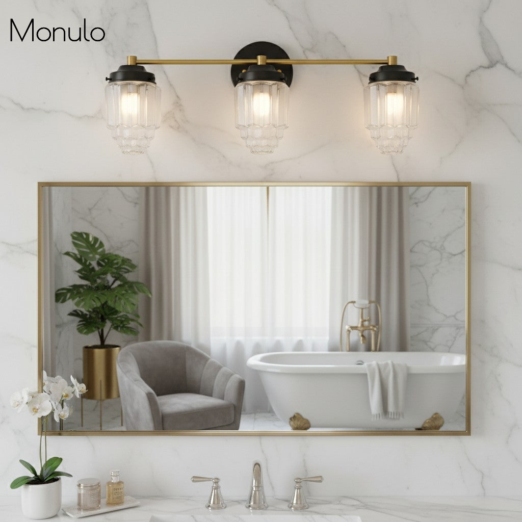 Aplique de pared Tierlux de cristal transparente – Diseño arquitectónico Art Déco para baño y pasillo